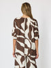 Bay Leaf Print V Neck Top - Mocha Multi