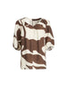 Bay Leaf Print V Neck Top - Mocha Multi