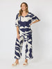 Bay Leaf Print V Neck Top - Navy Multi