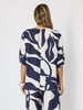 Bay Leaf Print V Neck Top - Navy Multi