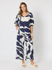 Bay Leaf Print V Neck Top - Navy Multi