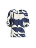 Bay Leaf Print V Neck Top - Navy Multi