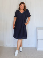 Del Mar Stitch Detail Dress - Navy