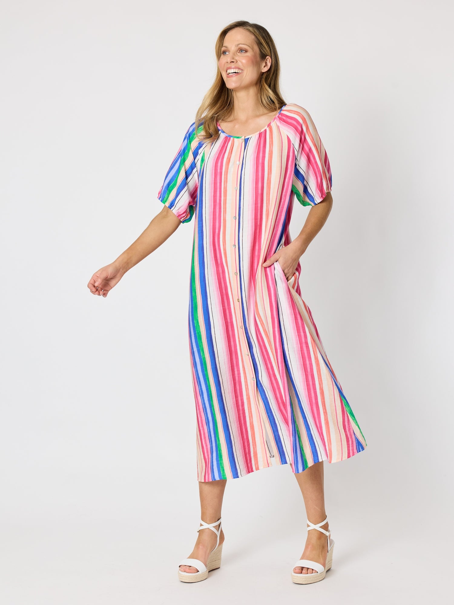 Jewel Stripe Print Dress - Candy Multi