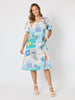Caribbean Coast Print Dress - Aqua Multi