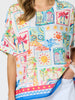 Costa Rica Print Top - Aqua Multi