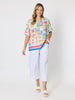 Costa Rica Print Top - Aqua Multi