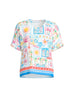 Costa Rica Print Top - Aqua Multi
