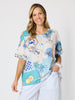 Caribbean Coast Print Top - Aqua Multi
