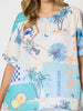 Caribbean Coast Print Top - Aqua Multi