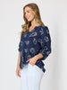 Montecito Print Top - Navy/White