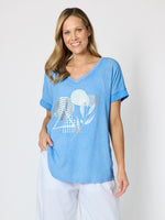 Orbit Print Top - Sky Blue
