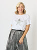 Shimmer Sequin Star Cotton Tee - White/Silver