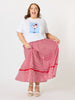 Candy Cane Stripe Print Skirt  - Red/White