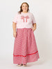 Candy Cane Stripe Print Skirt  - Red/White