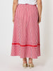 Candy Cane Stripe Print Skirt  - Red/White