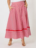 Candy Cane Stripe Print Skirt  - Red/White