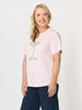 Sunset Sangria Embellished Cotton Tee - Pink