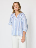 Seaside Stripe Print Top - Blue/White