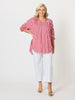 Harlequin Stripe Print Top - Red White