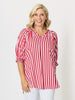 Harlequin Stripe Print Top - Red White
