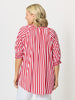 Harlequin Stripe Print Top - Red White