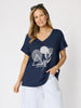 Orbit Print Top - Navy