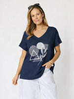 Orbit Print Top - Navy