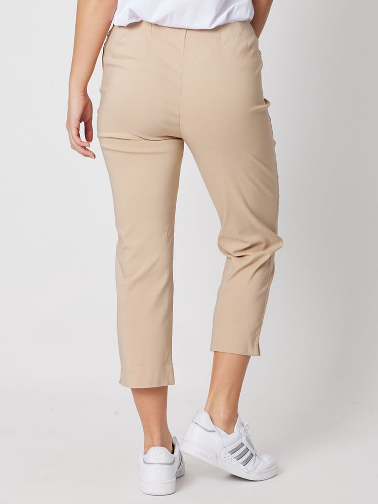 Stretch Bengaline Cropped Pull On Pant - Natural