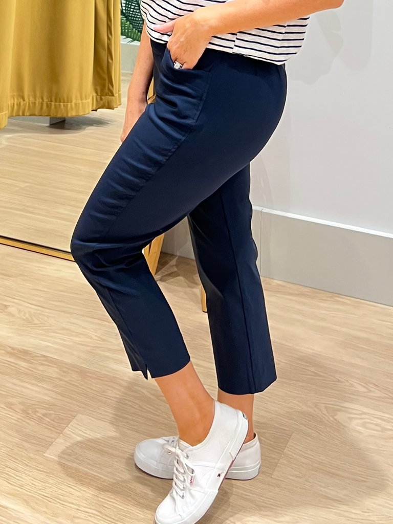 Zara Navy Stretch Cropped Pants