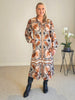 Studio Button Floral Print Dress - Chocolate Multi