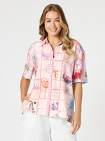 Capri Print Shirt - Pastel Pink Multi
