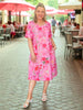 Summer Gala Midi Dress - Hot Pink Floral