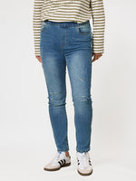 LA Distressed Pull On Stretch Denim Jean - Denim