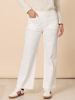 Carpenter Stretch Wide Leg Pull On Denim Jean - Ivory
