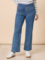Carpenter Wide Leg Pull on Jean - Washed Denim