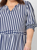 Harlequin Stripe Tier Dress - Navy / White