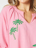 Pina Colada Embroidered Top - Pink Green