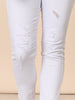 LA Distressed Pull On Stretch Denim Jean - White
