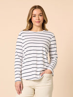 Nicolette Stripe Tee - White Navy