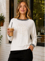 NYC Sports Embroidered Top - Ivory