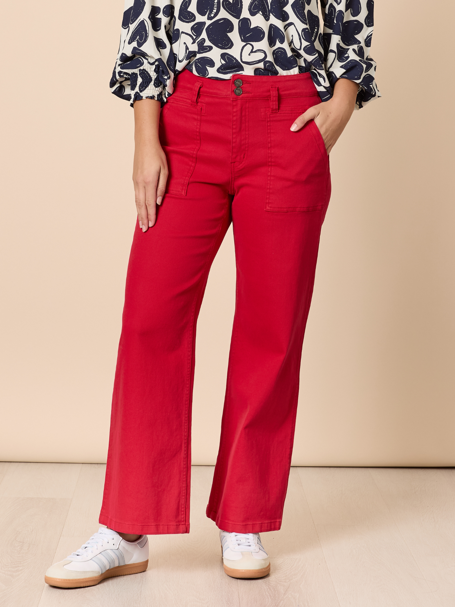 Hudson Wide Leg Jean - Red – Threadz