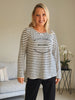 Riviera Long Sleeve Stripe Print Tee - Black/White