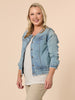 Collarless Denim Jacket - Denim THREADZ