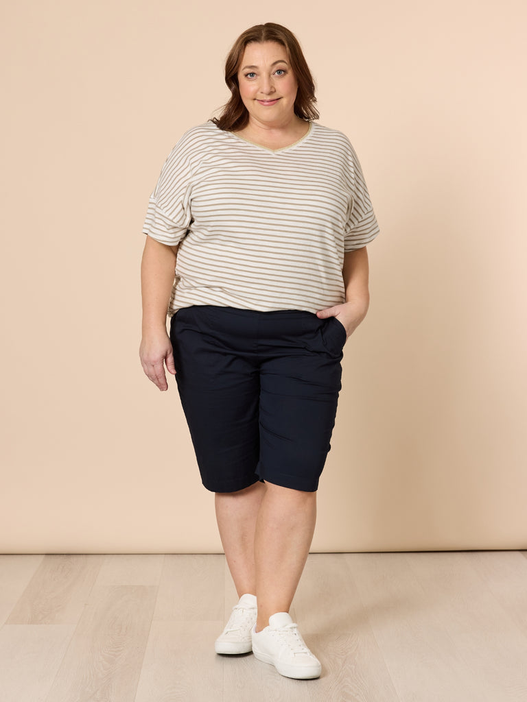 Santorini Cotton Pull On Shorts - Navy THREADZ