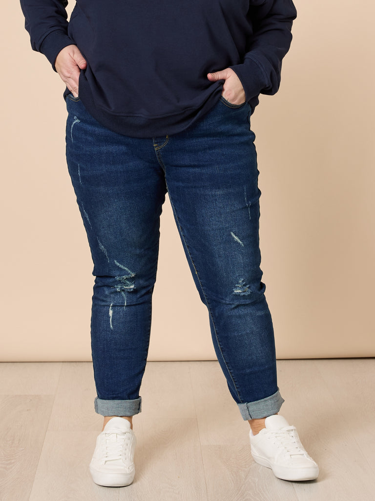 LA Stretch Pull On Jean - Dark Denim threadz