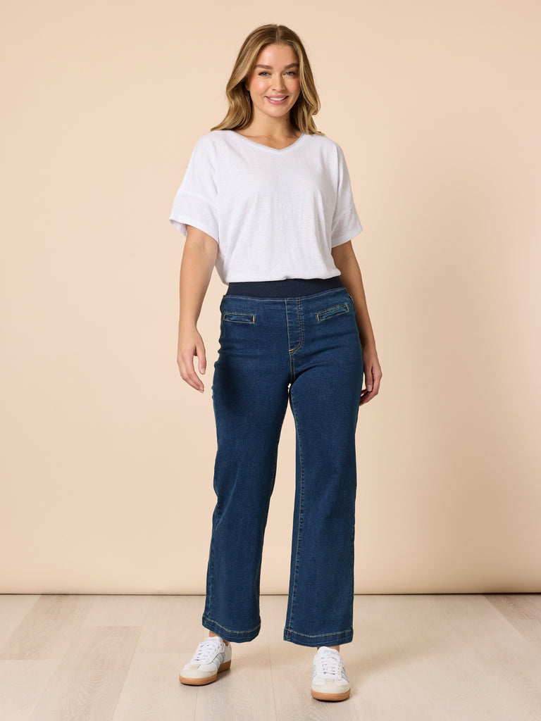 Maddy High Rise Wide Leg Jean - Dark Denim THREADZ