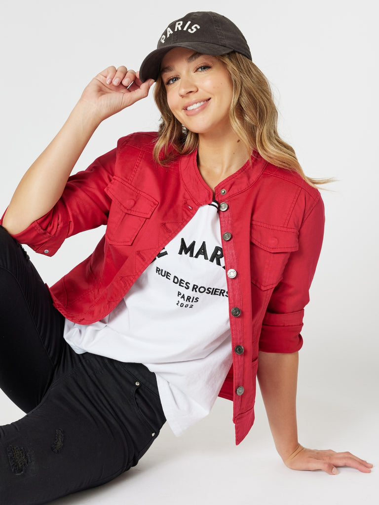 Threadz Maggie Denim Jacket - Red