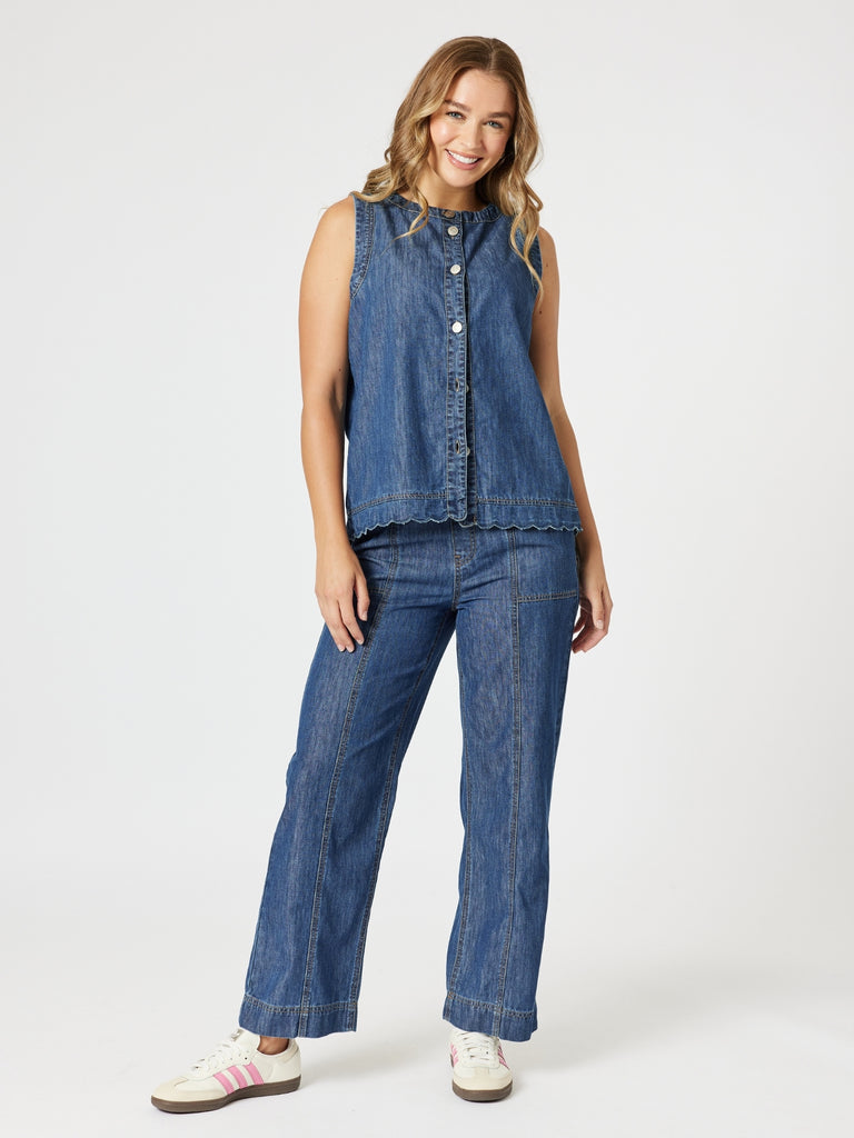 Threadz Charli Denim Top - Denim