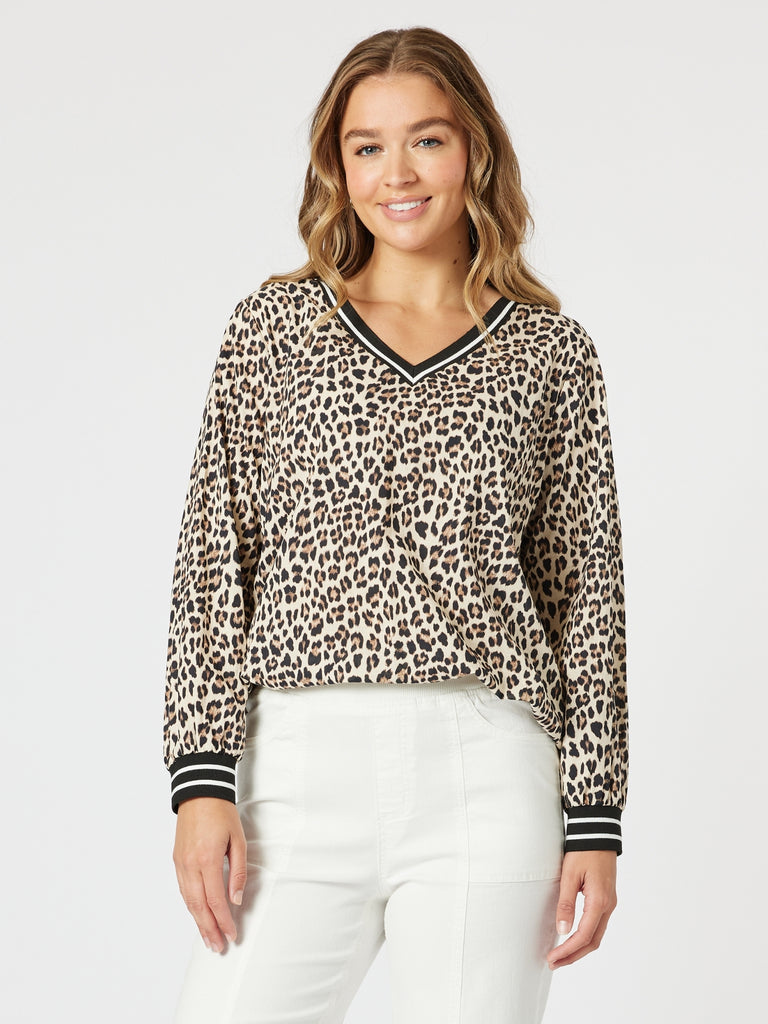 Threadz Le Marais V Neck Top - Animal